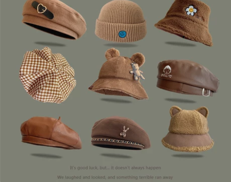 一些驼色帽子女咖啡焦糖色棕色卡其色贝雷帽南...