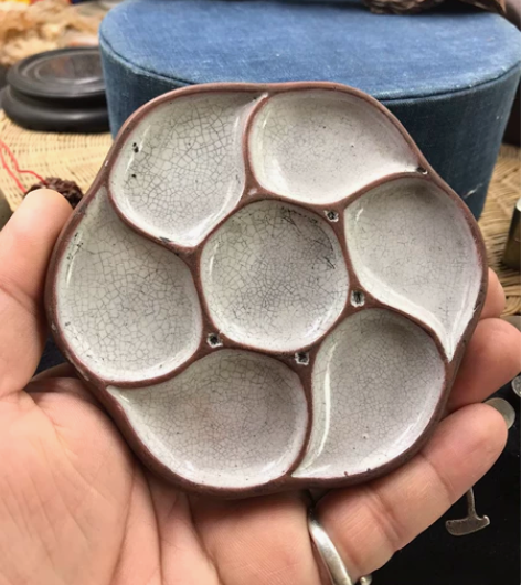 晚清民国紫砂调色盘 全品保真包老  保存完...