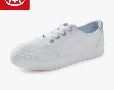 人本帆布鞋女 春季百搭平底小白鞋女运动鞋 ...