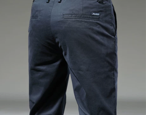 意大利高端品牌纯棉休闲裤男士直筒修身弹力百...