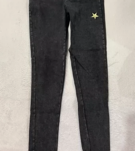 春秋款女装紧身星星牛仔裤小脚裤黑灰色九分裤...