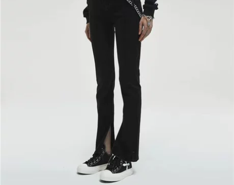 SMF*K无限解构牛仔裤女高腰修身微喇牛仔...