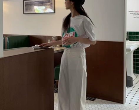 TOROON 白茶清欢 白色薄款竖条纹牛仔...