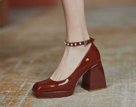 春季防水台超高跟红色婚鞋女新娘鞋厚底玛丽珍...