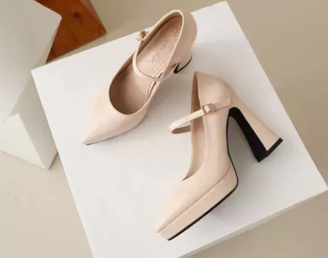 春秋女鞋2022新款单鞋潮时尚防水台粗跟鞋...