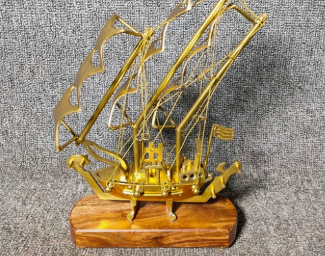 西洋进口怀旧复古铜器铜船帆船模型民宿老物件...