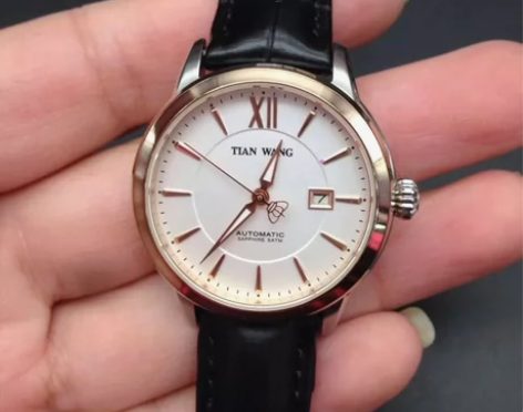 天王女士手表机械表，蓝宝石镜面带日历，盘面...