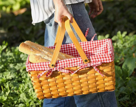 Kens木编购物篮买菜篮子网红野餐篮面包篮...