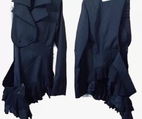 【现货】aliceauaa单袖花边变形条纹...