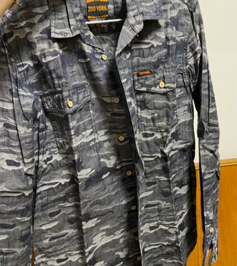 闲置 迷彩春秋季 男士长袖工装衬衫，修身款...