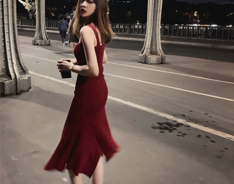 针织裙内搭吊带连衣裙女轻熟风法式背带裙长款...