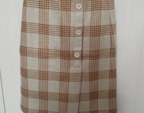 2020冬季新款高腰格子半身a字裙女学生韩...