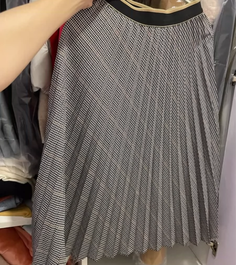 韩国代购松紧腰半身裙 百褶裙 秋冬款 格纹...