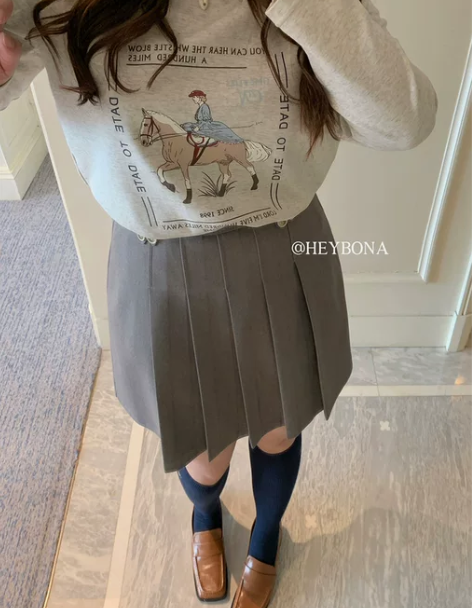 荷宝娜微胖定制 胖mm学院百褶半身裙短裙女...