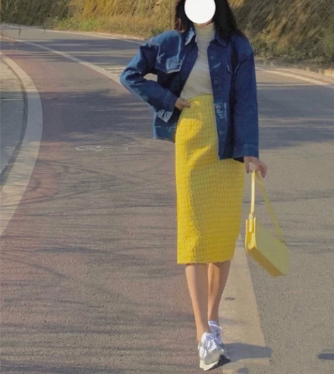 新款减龄熟风气质轻奢名媛外套牛仔黄色半身裙...