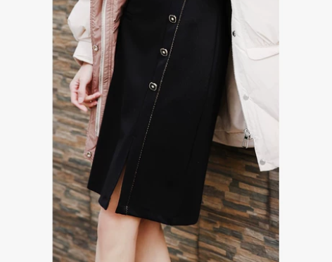 半身裙秋年新款高腰显瘦开叉小黑裙中裙女 感...