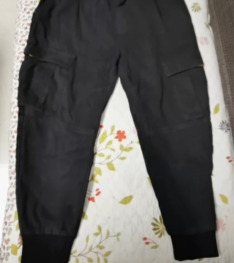 男大码黑色纯棉工装裤水洗棉休闲裤38码，实...