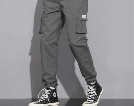 秋季裤子男士束脚工装裤户外潮流水洗复古卡其...