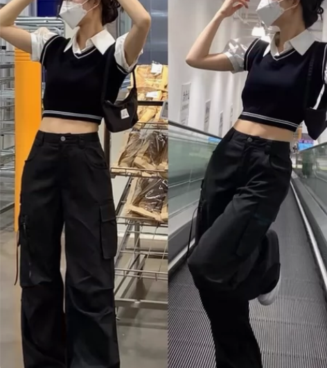 D YANGJUN 工装裤女夏季美式高街宽...