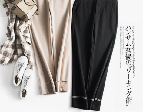 小香风点缀 高腰休闲裤黑色XL 感兴趣的话...