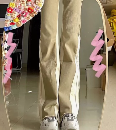 美式复古高街微喇牛仔裤女冬季新款小个子设计...