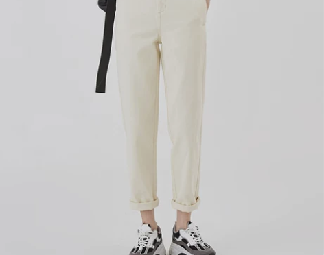 韩都衣舍高腰哈伦长裤女2021秋新款韩版宽...