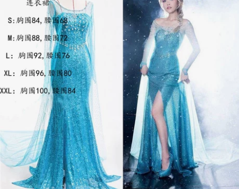 冰雪奇缘艾莎公主连衣裙大人成人衣服爱莎安娜...
