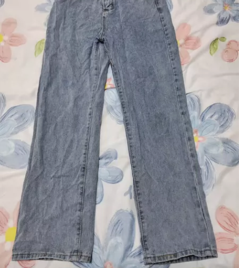 宽松直筒浅色阔腿牛仔裤女薄款高腰显瘦百搭休...