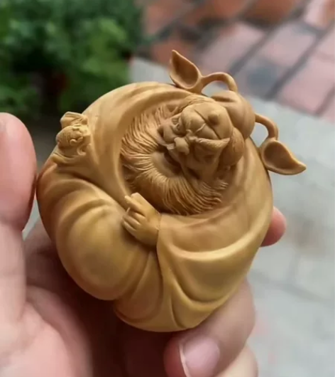 木雕手把件钟馗，天师钟馗手把件，实木整雕，...