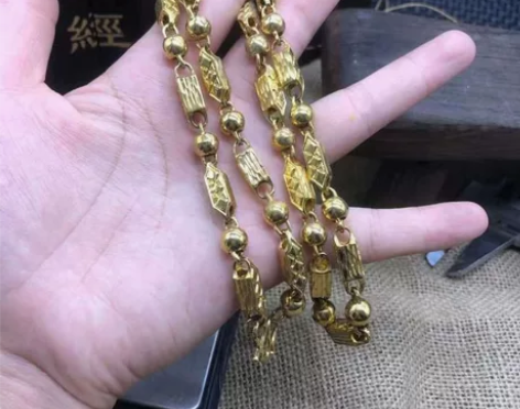 精品收藏18K鎏金环环相扣男女同款项链一条...