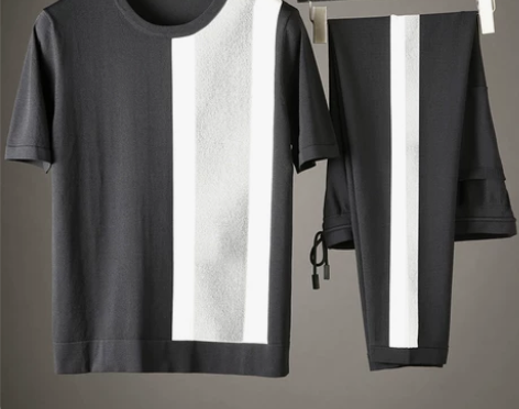 JSBD夏季拼接真丝运动服透气吸汗面料男士...