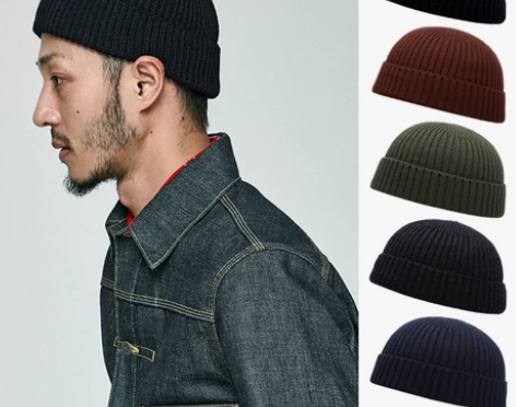 秋冬短款圆顶针织毛线帽男女保暖套头冷帽薄款...