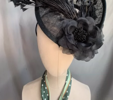 清仓特价 黑色菲律宾麻纱绢花羽毛宴会头饰礼...