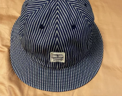 韩国制丹宁渔夫帽 经典条纹牛仔渔夫帽 之前...