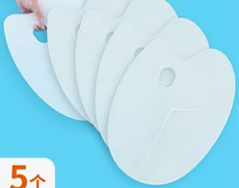 调色板水粉美术生专用大号塑料椭圆三色画盘油...