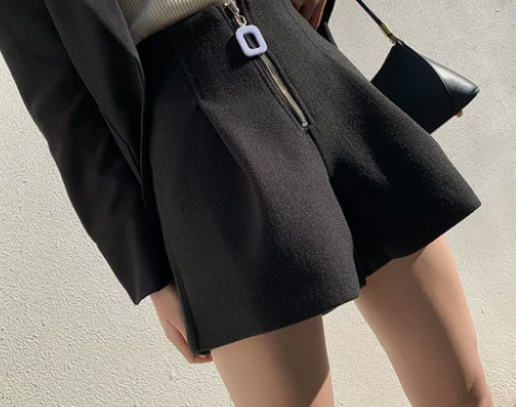 2020新款心机毛呢短裤女秋冬季高腰显瘦a...