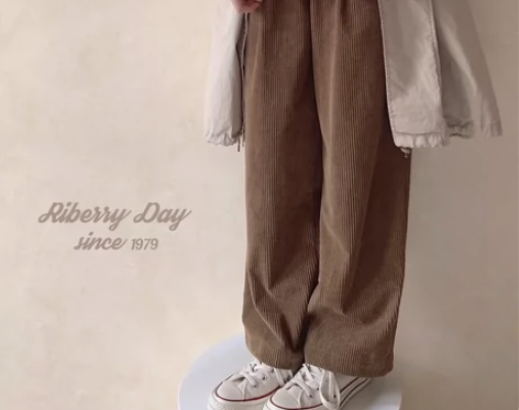 万能纯色基础款 复古做旧 灯芯绒 半松紧腰...