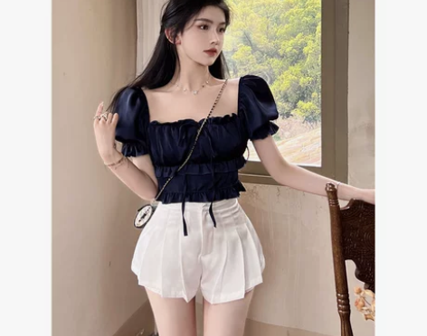 韩版高腰显瘦缎面短裤子辣妹复古小个子新款白...