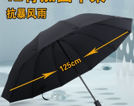 手动伞晴雨两用特大号抗风暴雨伞折叠纯色黑胶...