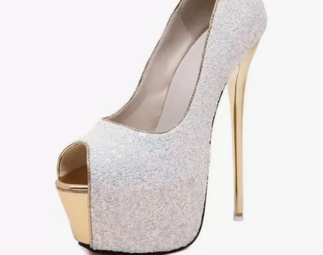 16cm超高跟细跟黑色单鞋欧美新款春秋走秀...