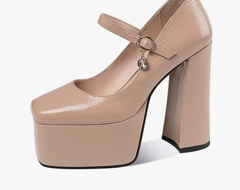 性感超高跟鞋女粗跟厚底防水台方头单鞋真皮恨...