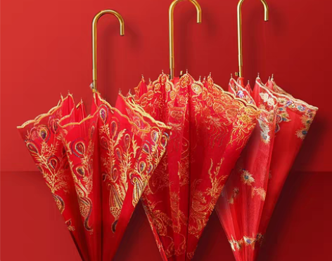 转卖【狂欢价】红伞婚庆结婚出嫁伞蕾丝复刺绣...