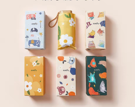 包邮easily六折扁平黑胶遮阳伞晴雨两用...