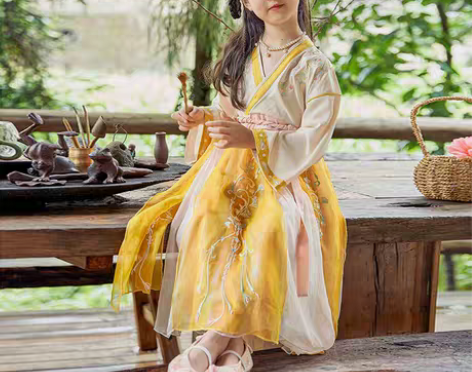 转卖夏装中国风儿童改良汉服女童古装超仙交领...