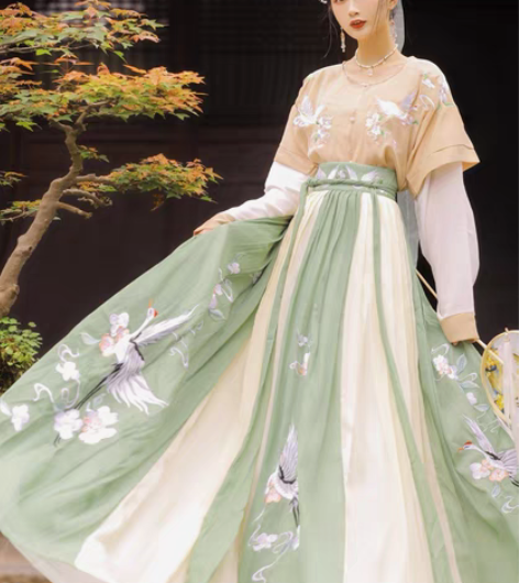 包邮玉术汉服女幽风原创正品坦领齐腰儒裙春夏...