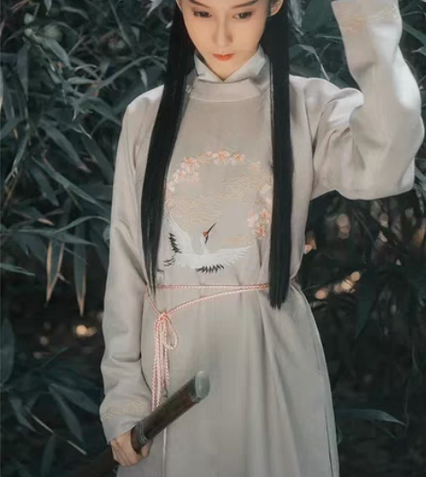 包邮兰若庭 汉服 圆领袍 灰蓝色 s...