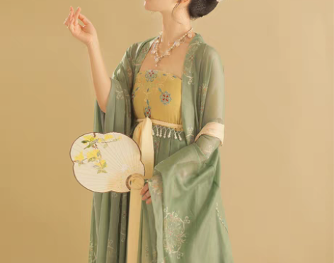 转卖桔屿原创汉服连衣裙汉元素女复古吊带裙子...