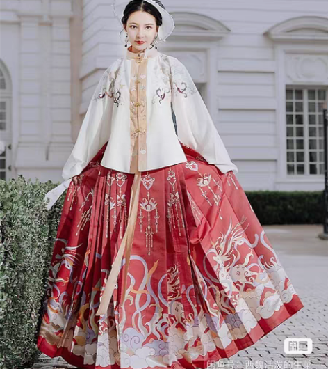 全新都城南庄汉服鹿鸣九色竖领短袄妆花马面裙...