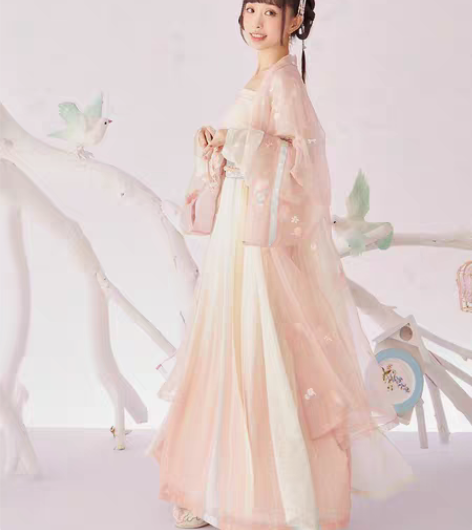 十三余小豆蔻儿[白桃乌龙]直领对襟长衫长褙...