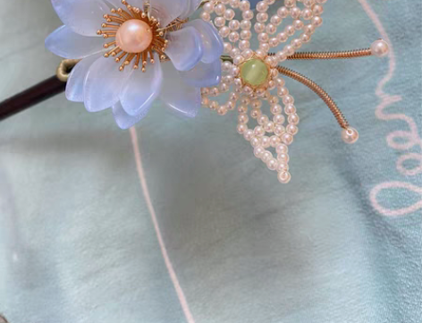 汉服发簪搬家清仓 琉璃 辑珠等 用的淡水珍...